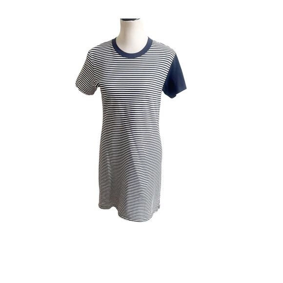Tory Sport Mini Dress Size Medium Navy White Striped Athletic Wear Designer - Picture 1 of 13